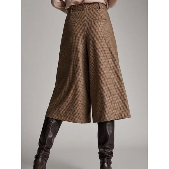 Massimo Dutti Wool Culottes Pants Wide Leg Crop Old Money Quiet Luxury Trousers - Picture 2 of 11